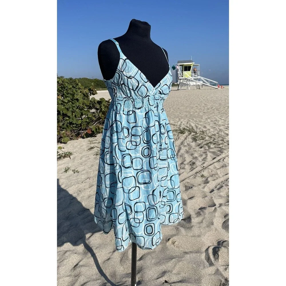 Vintage Y2K Blue Floral Cottage Core Baby Doll Derek Heart Dress / Size: L - Picture 6 of 11